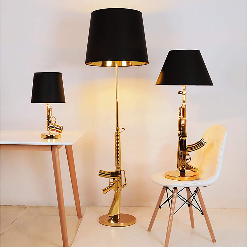 Gold Plated Pistol Table Desk  - огляд і ціна Floor Lamp Arched