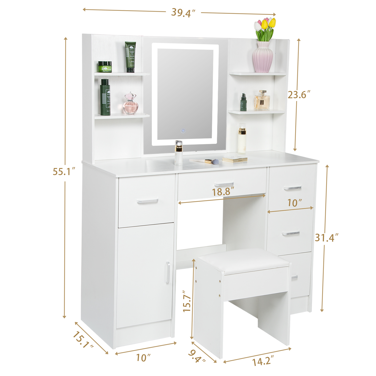 LED Lighted Vanity Table Set,  - огляд і ціна Office Furniture Reborn